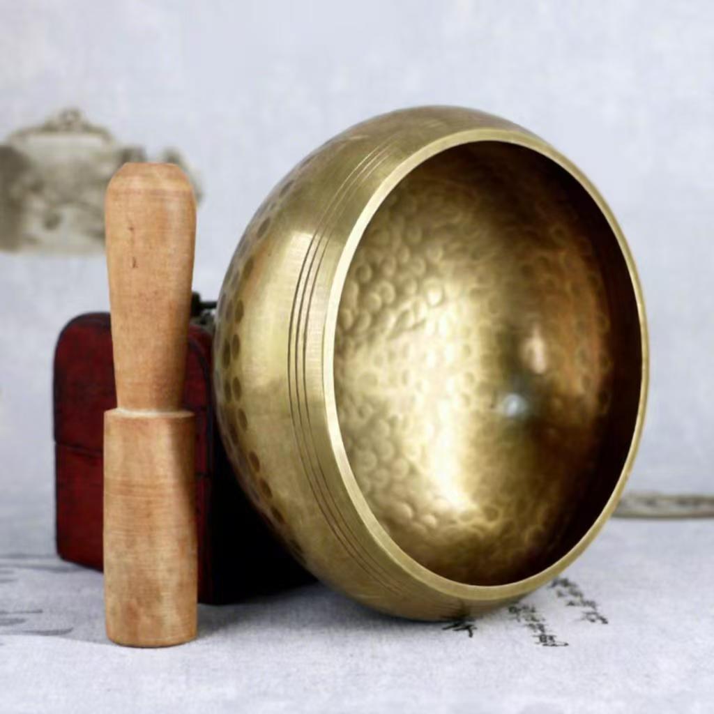 Nepalese hand-forged copper singing bowl with wooden mallet